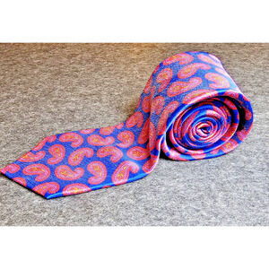 Ted Baker Tie 100% Italian Silk Paisley Blue Pink Designer London Luxury USA 59"